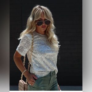 NWOT VICI Dreamscape Sequin Cut Out Top S